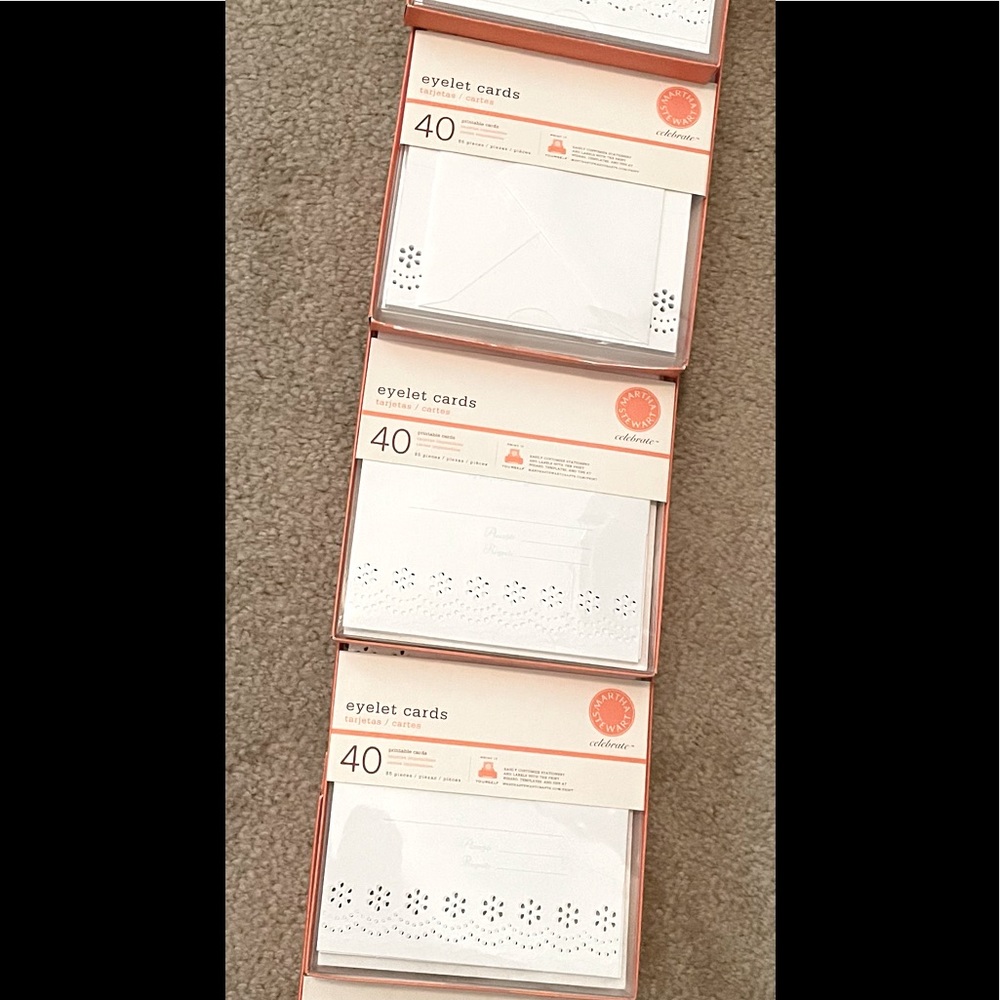 NEW-cards & envelopes.White eyelet.200 printable